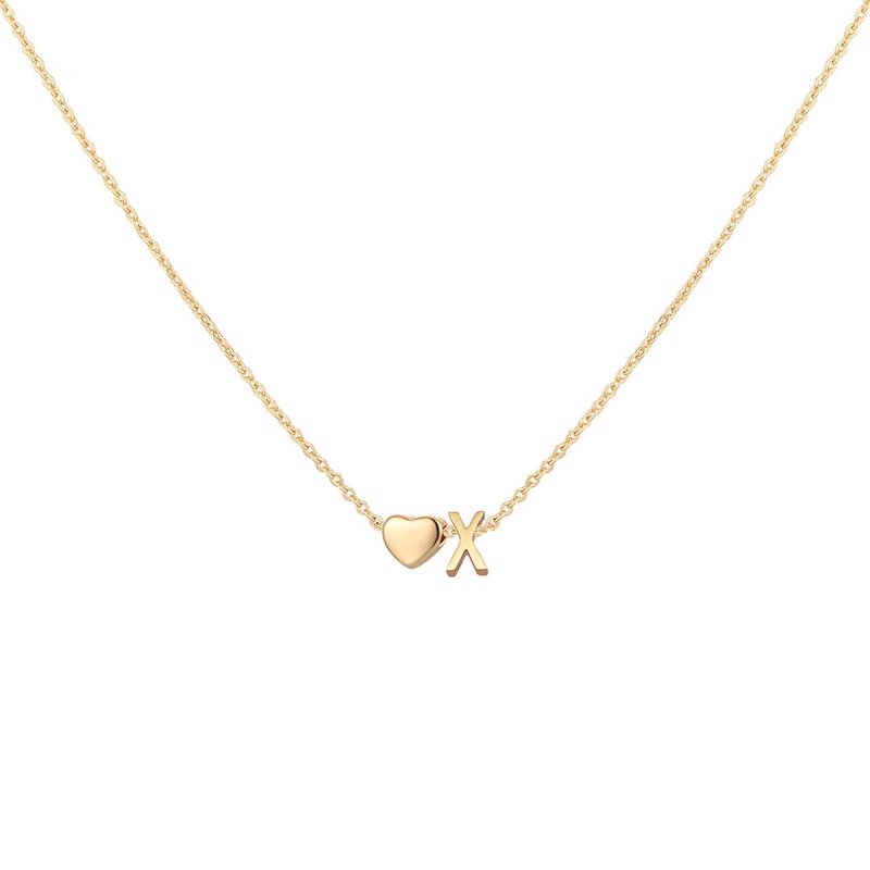 Glimmerst Initial Heart Necklace 18K Gold Plated Stainless Steel Tiny Heart Letter X Necklace Personalized Monogram Name Necklace for Women - Image 1
